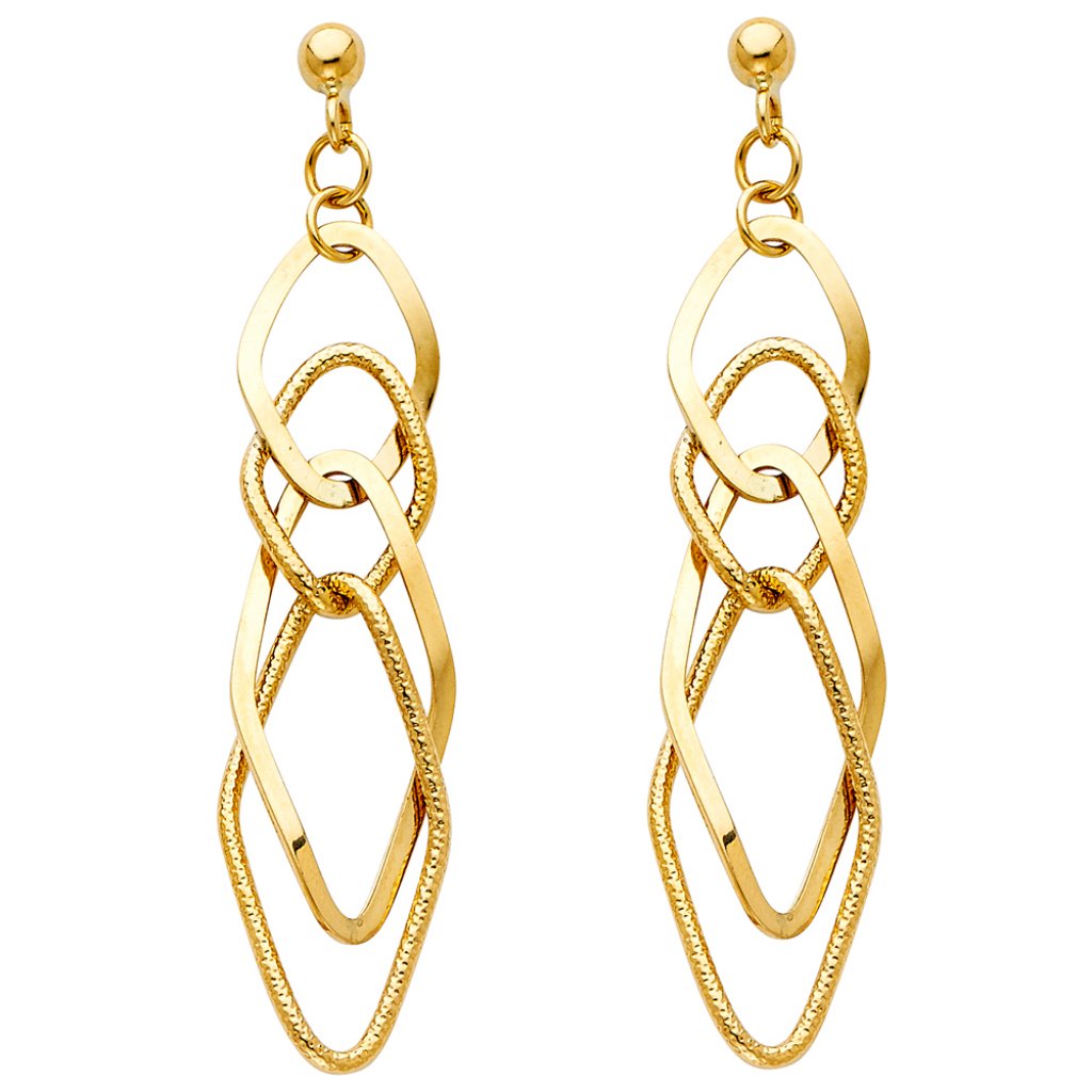 14k Yellowgold Hanging Earrings For Women
